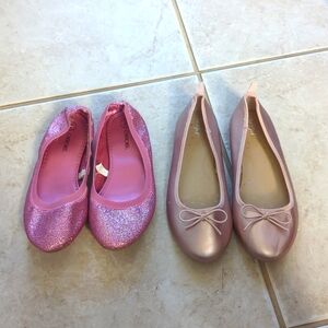 Girls size 3 pink glitter Cherokee dress shoes flats and rose gold size 3 flats